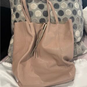 Elegant Pink Leather Tote Bag